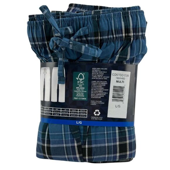 Majestic | Men's Lounge Pants | 2 Pack | Blue & Grey Plaid | Large - Picture 2 of 4